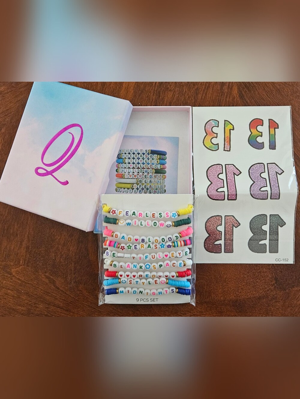 Taylor Swift Eras Tour Themed Friendship Bracelets + "13" Tattoos with Gift Box